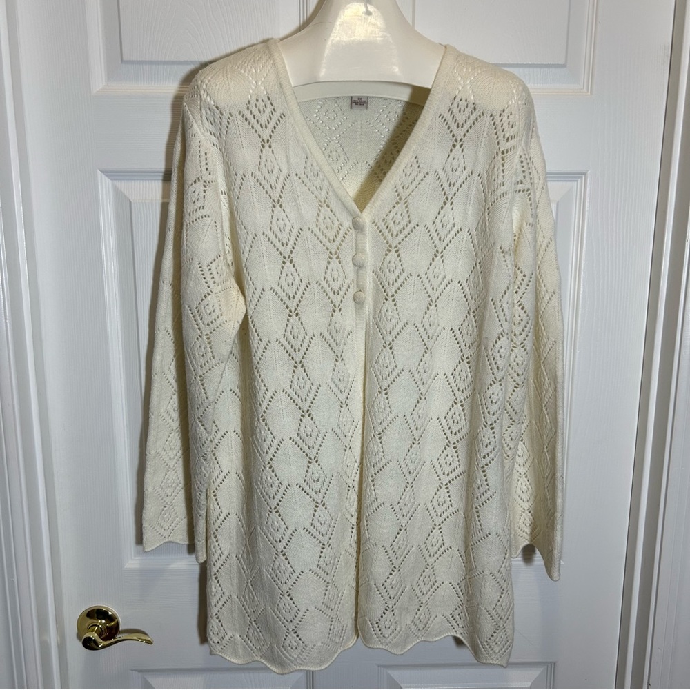 JM Collection Open Weave Cardigan